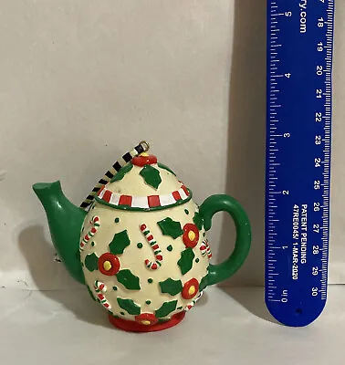 Mary Engelbreit  CHRISTMAS TREE ORNAMENT TEAPOT Candy Canes • $13.99