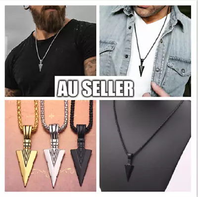 $4.99 • Buy  ARROWHEAD Pendant Necklace Men Women Pendant Jewelry Chain Punk Style 3 Colors