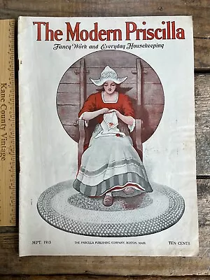 Great Antique Sept. 1913  Modern Priscilla  Magazine Dutch Girl Embroidery Cover • $17.99