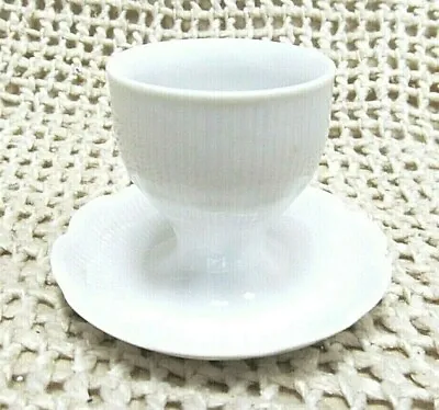 AK KAISER Germany ROMANTICA White Porcelain Textured Egg Cup W/ Scalloped Bowl   • $11.98