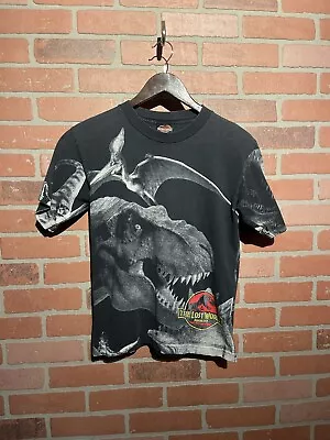 Vintage All Over Print Jurassic Park Tee The Lost World T Rex Mens L Fits Small • $150