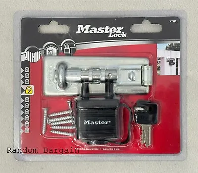 Master Lock Bolt Hasp With Integrated 40mm Padlock Gate Shed Security - 471EURD • £9.95