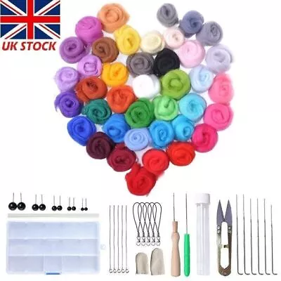 63pack Wool Felt Needles Tool Set Needle Felting Mat Starter DIY Craft Kit Gifts • £9.30