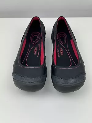 Keen Size 9.5 Rivington Ballerina CNX Flats Black Round Cap Toe Slip On Shoes • $35