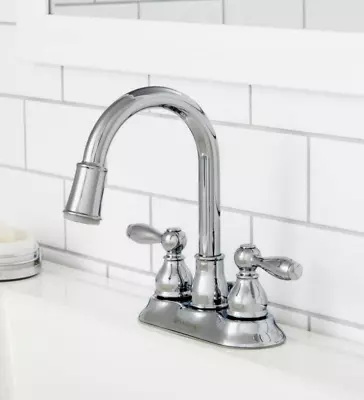 Glacier Bay MANDOURI CHROME 4  Centerset 2-Handle LED H-Arc Bathroom Faucet • $45.95