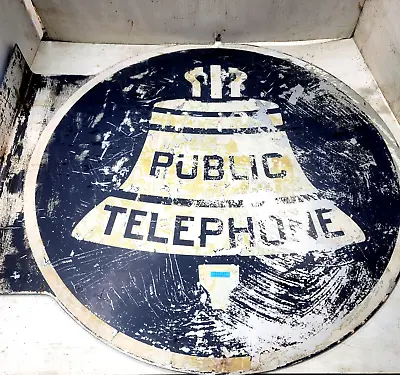 VINTAGE 24  Public Telephone Phone Bell System Flange Sign MA Bell AT&T B241 • $125