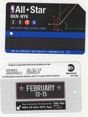 2015 All-Star NBA BASKETBALL Brooklyn New York Metrocard Metro Card Exp.2016 • $4.99