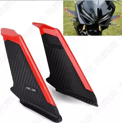 Carbon Fiber Motorcycle Side Winglets Wind Fin Spoiler Trim Cover Air Deflector • $50.39