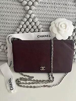 $449 • Buy CHANEL Burgundy Lambskin Custom Wallet On Chain CC WOC Crossbody Bag