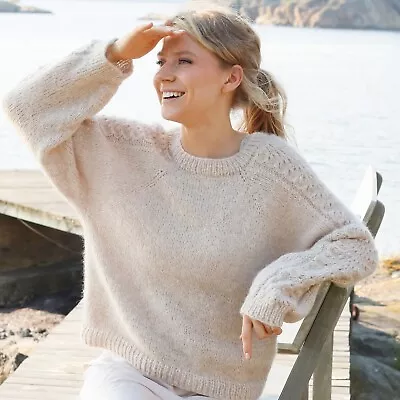 KNITTING KIT Bronze Summer - Cable Lace Sleeve Detail Soft Baby Alpaca Sweater • £64.99