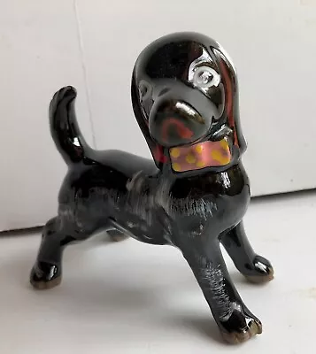 Vintage Dog Figurine Black Labrador Retriever Puppy Dog Japan Red Ware • $14.95