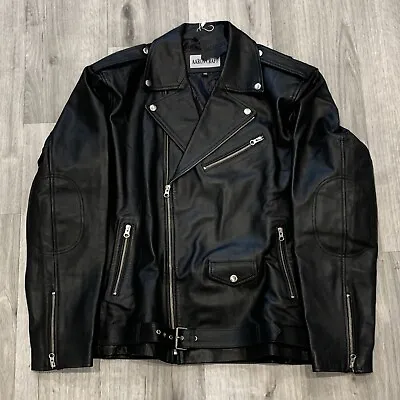 Aaron Craft Men's Lambskin Leather Black Bomber Biker Jacket - Size XXL • $199.95