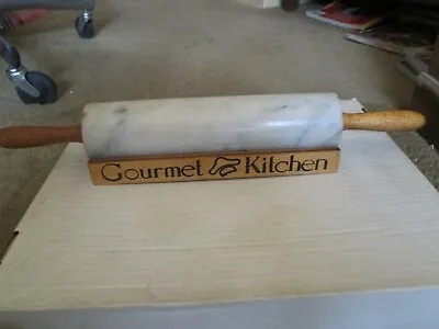 Gourmet Kitchen 18  Marble Rolling Pin With Wooden Base • $10