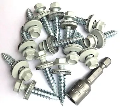 Tek Roofing Screws Bolts  Fix Corrugated Sheet To Timber Goosewing Grey Free Bit • £13.98