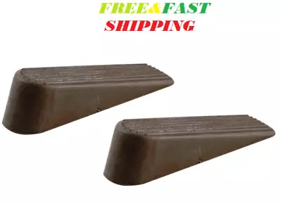 Door Stop Rubber Doors Stopper 2-Pack Wedges Heavy Duty Brown Reduce Scratches • $2.55