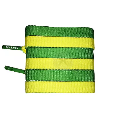 Mr Lacy Clubbies - Green & Yellow Two Tone Shoelaces (130cm Length | 10mm Width) • £5.49