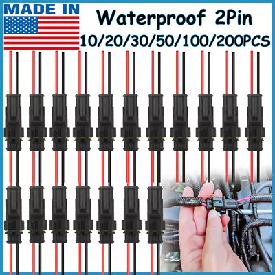 $5.55 • Buy Car Waterproof Electrical Wire Cable Connector Male Female 2Pin Way Plug Kit LOT