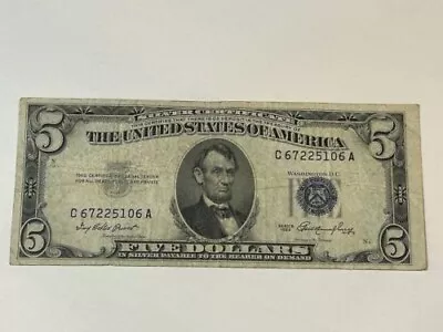1953-A $5 Dollar Bill Silver Certificate STAR Note FREE Shipping!!! • $5.50