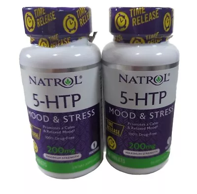 2 Natrol 5-HTP Time Release Mood Stress 200 Mg Max Strength 30 Tablets 02/2024 • $15