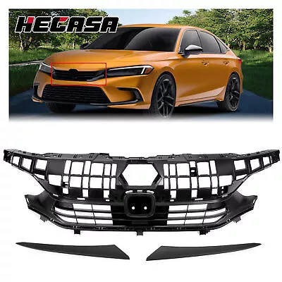 Front Bumper Upper Grill Grille Kit Black For Honda Civic Sedan 4D 2022 2023+ • $55.90