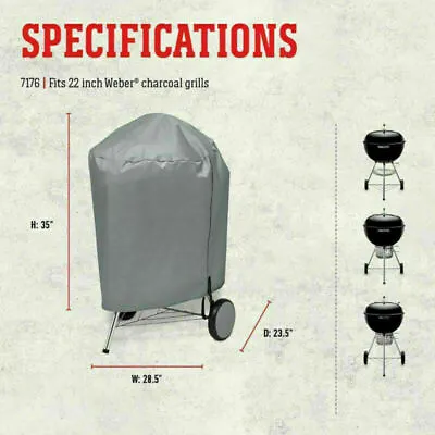 Kettle Grill Charcoal Barbecue Cover Vinyl Outdoor 22  (57 Cm) For Weber • $24.19