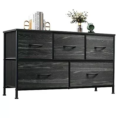  Dresser With 5 Drawers Dressers For Bedroom Fabric Storage Grey Oak Modern • $81.96