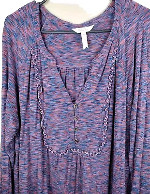 Matilda Jane Women's Purple Ruffled Stretchy/Soft Long Sleeve Button Tunic-2XL • $18