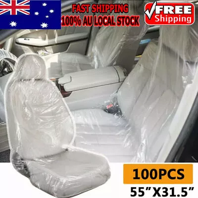 100X Disposable Plastic Car Vehicle Seat Covers Protectors Mechanic Valet Roll • $22.40