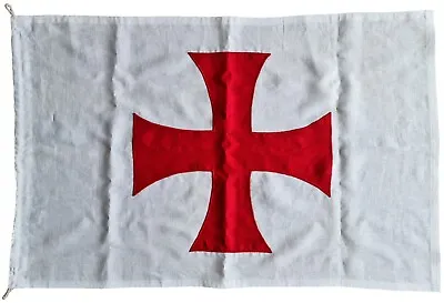 Knights Templar Flag Linen Cloth Vintage Style Crusaders Red Cross Stitched Uk • £12