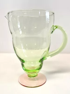 Vintage Watermelon Pink & Green Depression Glass Pitcher- Tiffin • $46