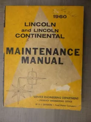 1960 Lincoln And Lincoln Continental Maintenance Manual • $20