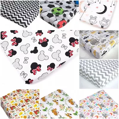 COT FITTED SHEET 60x120 Cm MATTRESS BED COVER NURSERY BABY  Stars Jungle Garden • £7.99