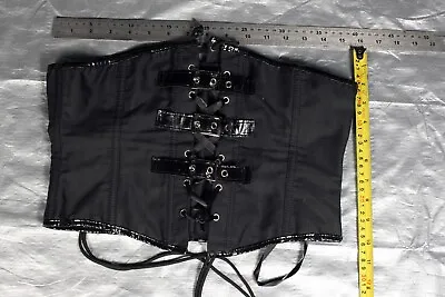 Women Wide Lace Up Waist Belt Cinch Corset With Plastic Straps And Bones 26-30 • £9.99