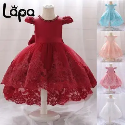 Baby Girls Birthday Party Mesh Tutu Dress Princess Wedding Bridesmaid Ball Gown • £13.99