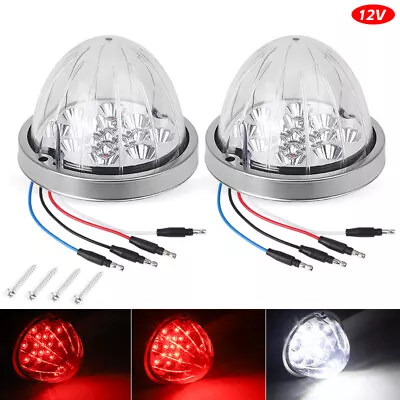 2X LED Watermelon Light Red/White RV Truck Fender Side Marker Turn Signal Brake • $32.99