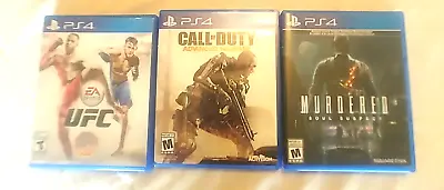 Lot Of 3 PS4 UFC Advanced Warfare Murdered: Soul Suspect (Sony PlayStation 4) • £30.16