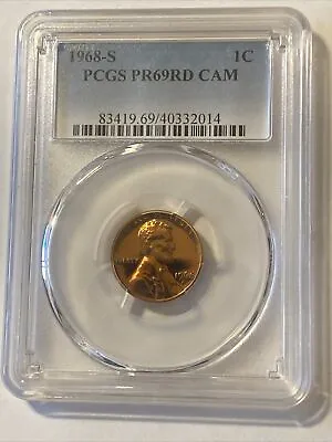 1968-s 1c Lincoln-memorial Cent Pcgs Pr-69 Rd Cam Red Cameo (rare) • $260