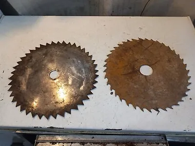 2 Vintage 13+ Inches Circular Buzz Saw Sawmill Saw Blades Large Tooth On One • $25