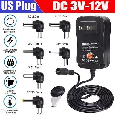 Universal AC To DC 3V~12V Adjustable Power Adapter Supply Charger Electronics US • $8.88