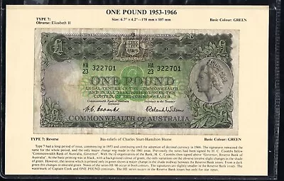 Commonwealth Of Australia 1961 Queen Elizabeth II One Pound £1 Banknote R34 • $28