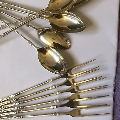£180 • Buy Vintage Pickle Cake Fruit Spoon/fork Set X12 Pieces In Original Box Marked 800