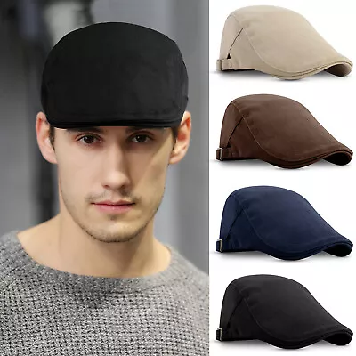 Mens Classic Newsboy Hat Solid Cotton Gatsby Cap Ivy Golf Driving Flat Cabbie • $8.95