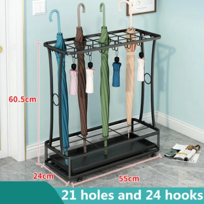 $55 • Buy Metal Umbrella Stand Holder Walking Stick Umbrella Home Hotel Storage & 24 Hooks