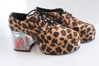 Leopard Platform 70s Pimp Daddy Disco Mens Costume Shoes Clear Fish Size 9.5 • $43.68