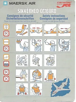 Safety Card - Maersk Air - CRJ (Denmark) (S4497) • $12.35