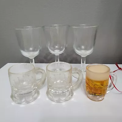 3 Plastic Mini Beer Glass Mug Shot Glasses & 3 Liqueur Liquor Stemmed Glasses • $4.99