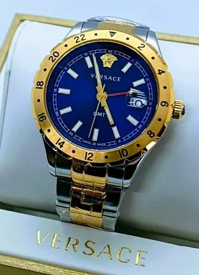$899.99 • Buy Versace Hellenyium GMT V11060017 Blue Dial Dual Tone Rose Gold Men's Watch