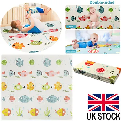 Large Crawling Play Mat Baby Kid Toddler Playmat Waterproof 2 Side Game Carpet • £19.50