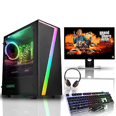 Gaming PC Bundle Intel Quad Core I5 16GB RAM 1TB HDD NVIDIA GT 1030 Wins 10 • £289.99