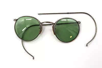 Vintage 1930s American Optical Silver Frame FUL-VUE Green Glass Lens Sunglasses  • $75